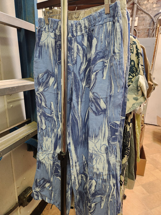 Linen floral straight pant