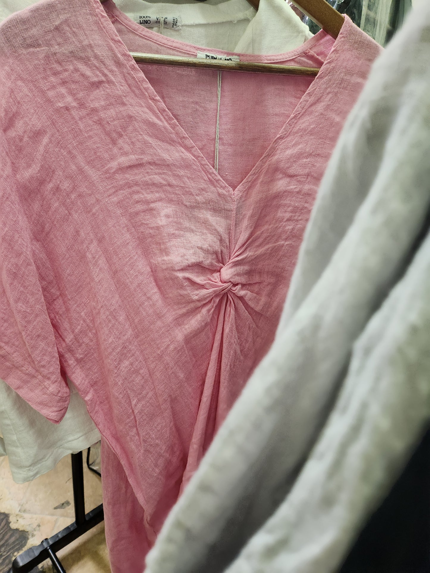 Italian Linen front knot dress