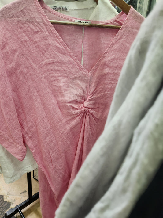 Italian Linen front knot dress