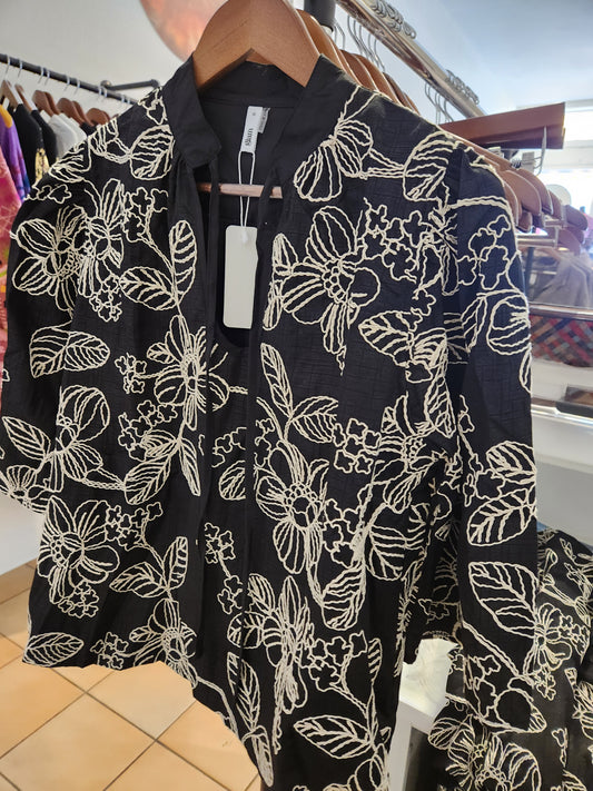 V neck embroidered blouse