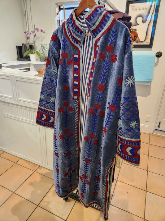Long velvet suzani duster