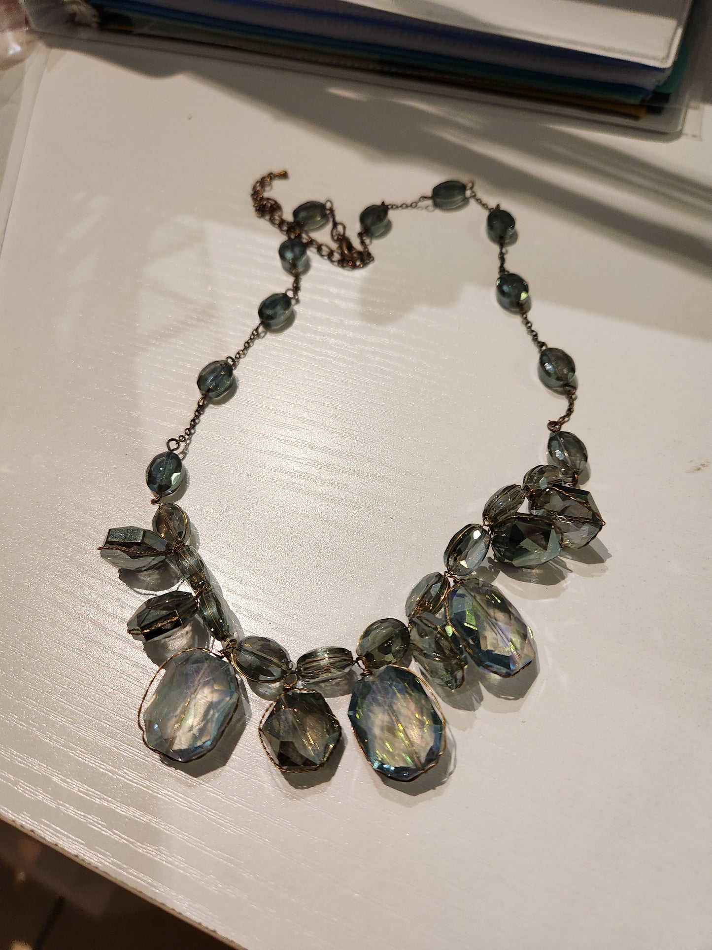 Smokey blue crystal necklace
