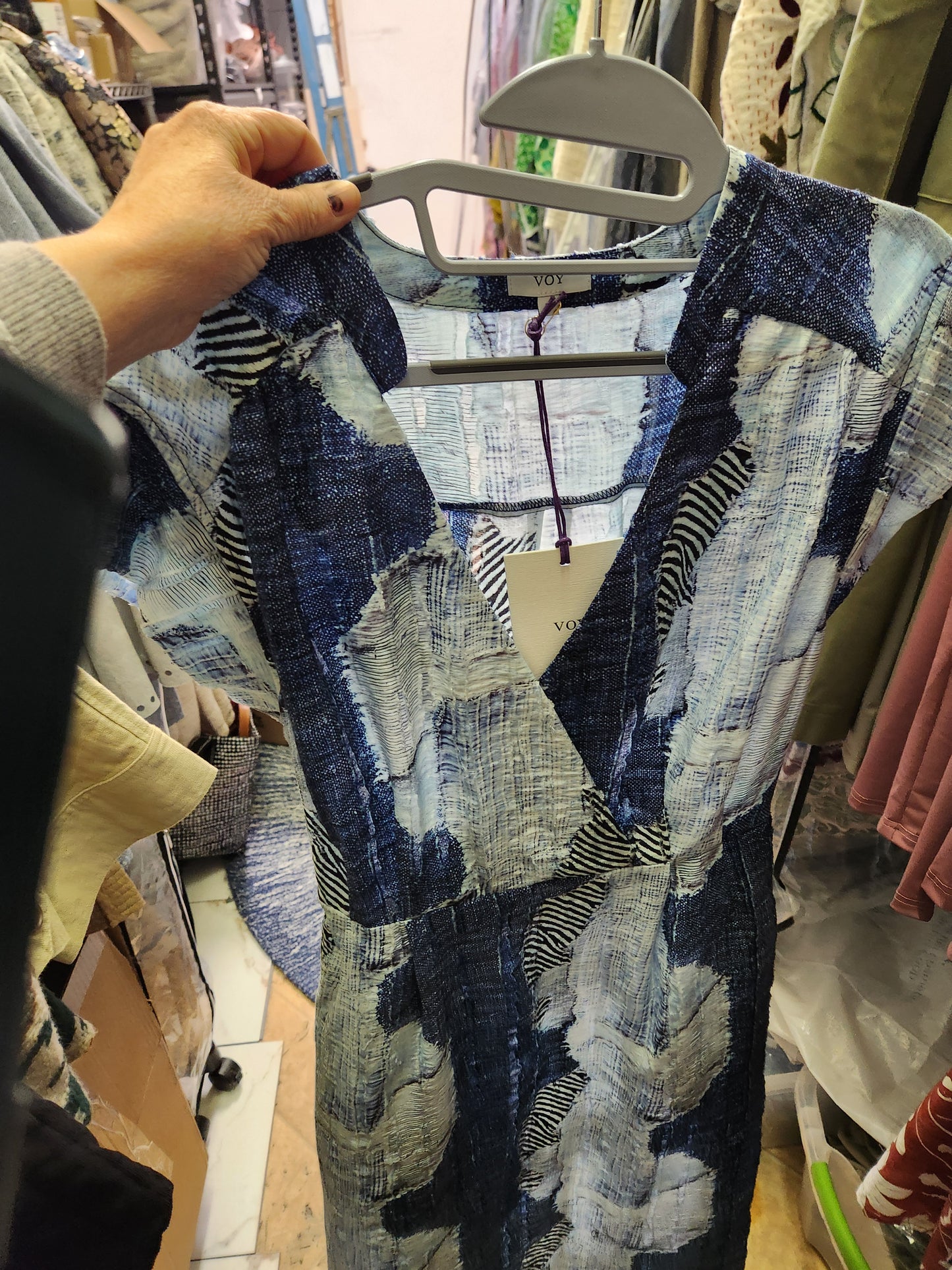 Snap Btton Faux Jean wrap dress