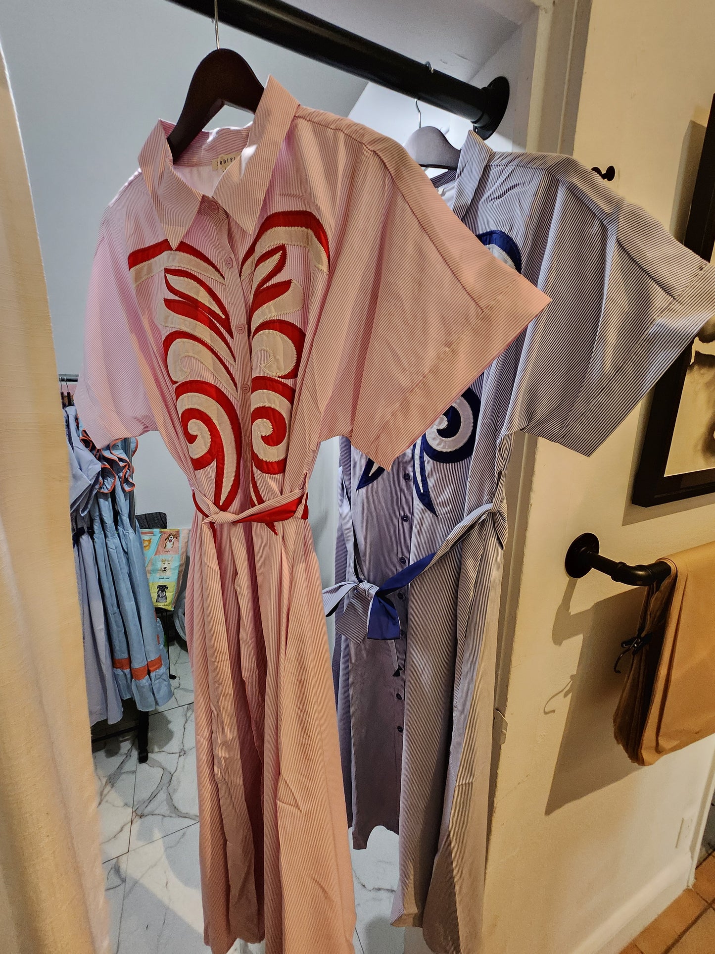 Stripped with chest pattern, pink or blue