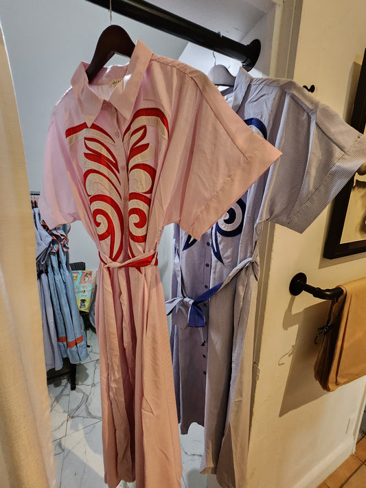 Stripped with chest pattern, pink or blue