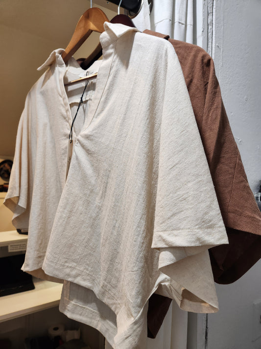 MC button up ecru or chocolate top