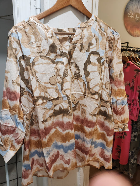 Rust floral abstract blouse