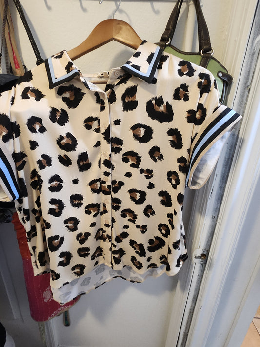 Blue animal print top