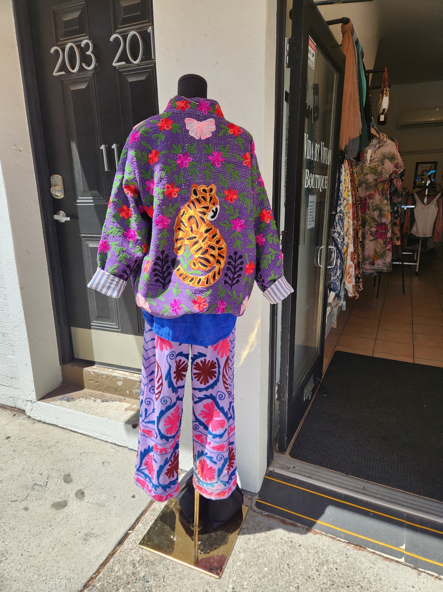 Cheetah suzani on recycled quilt