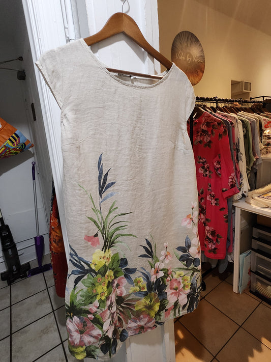Italian linen short floral dress