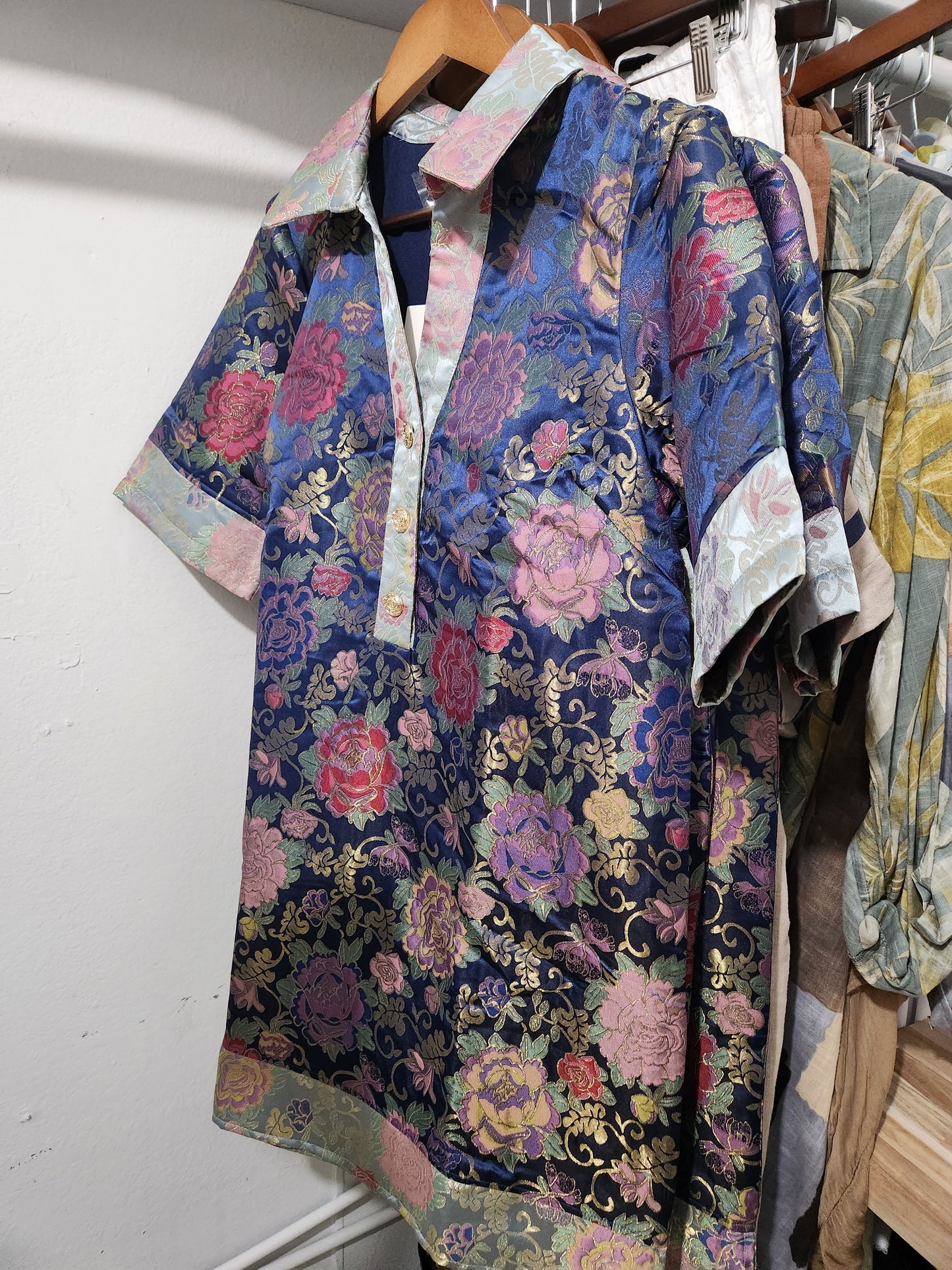 Voy color block floral jaquard dress