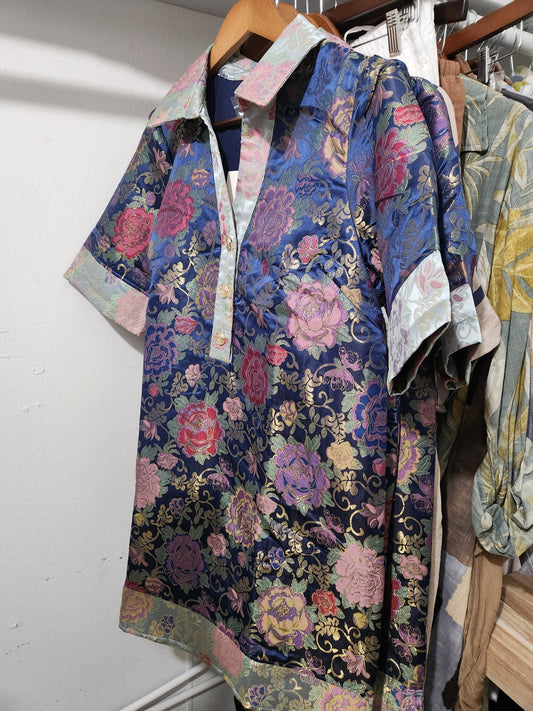 Voy color block floral jaquard dress