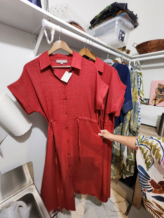 Burgandy drawstring dress