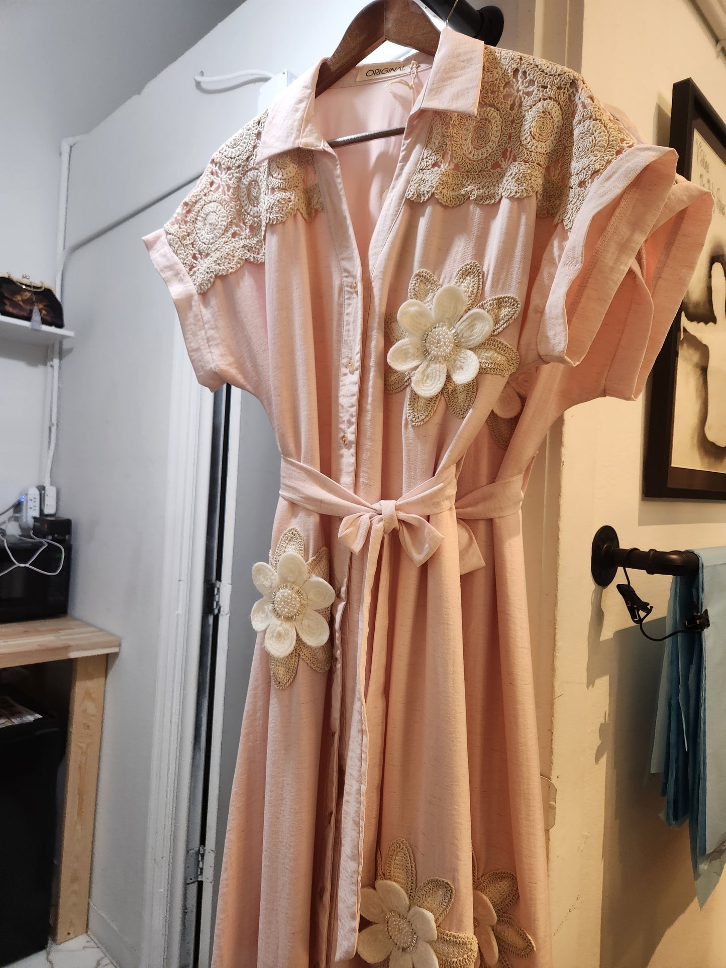 Pink applique magnolia dress
