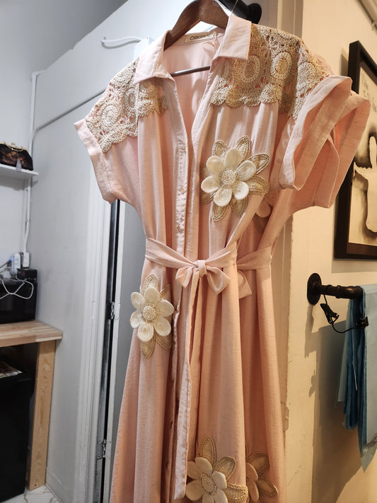Pink applique magnolia dress