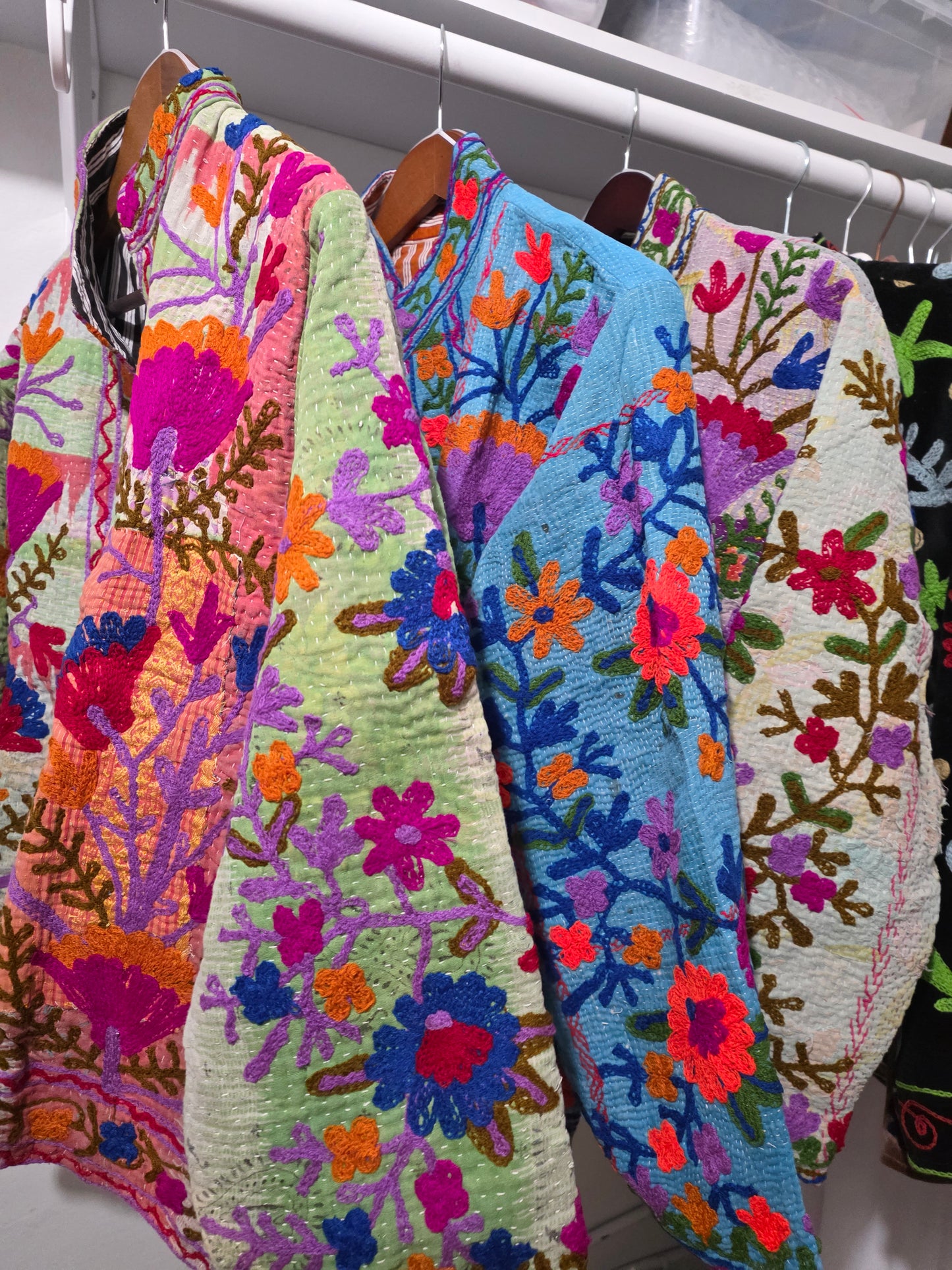 Cheetah suzani on recycled quilt