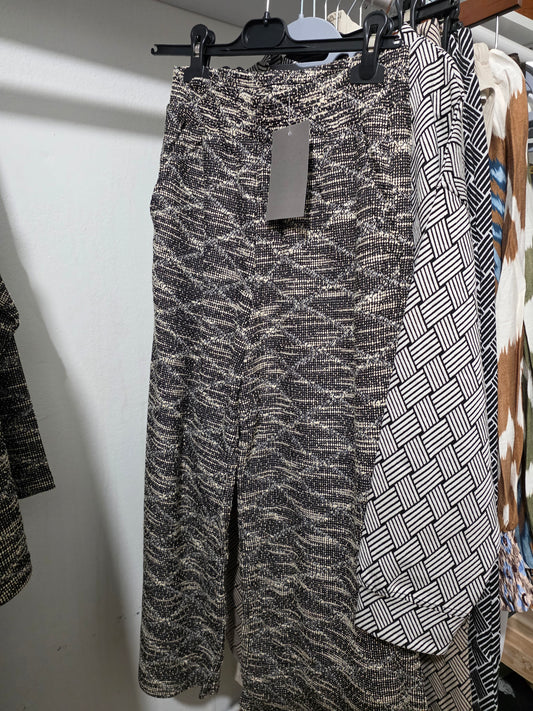 Textured wide crop pant GEOMETRIC RHOMBUS PATTERN