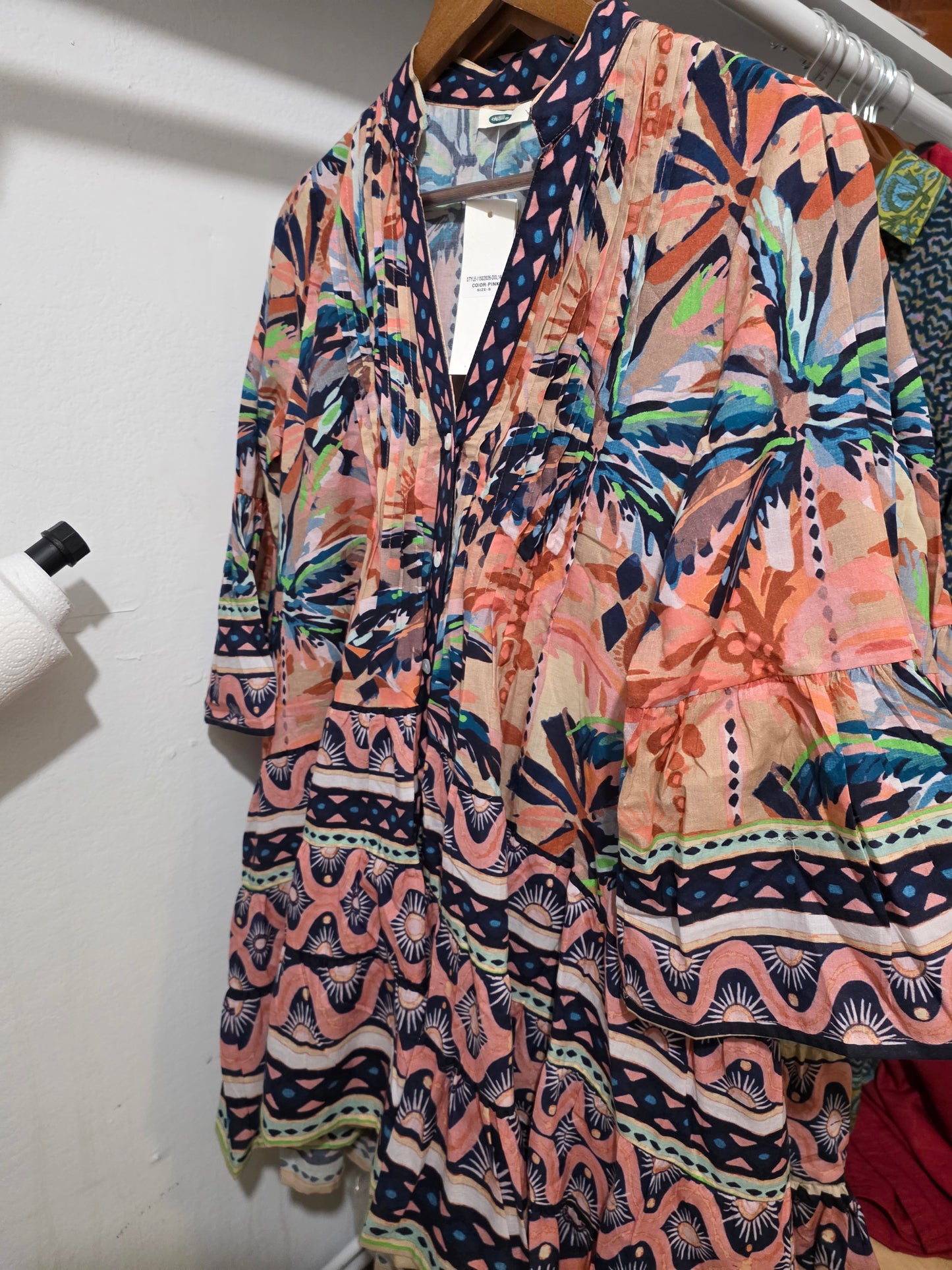 Pink calypso tiered dress