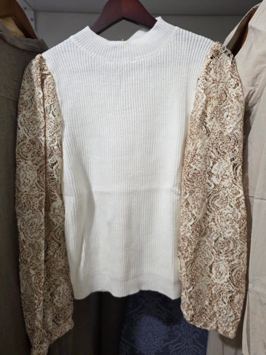 Creme sweater and lace
