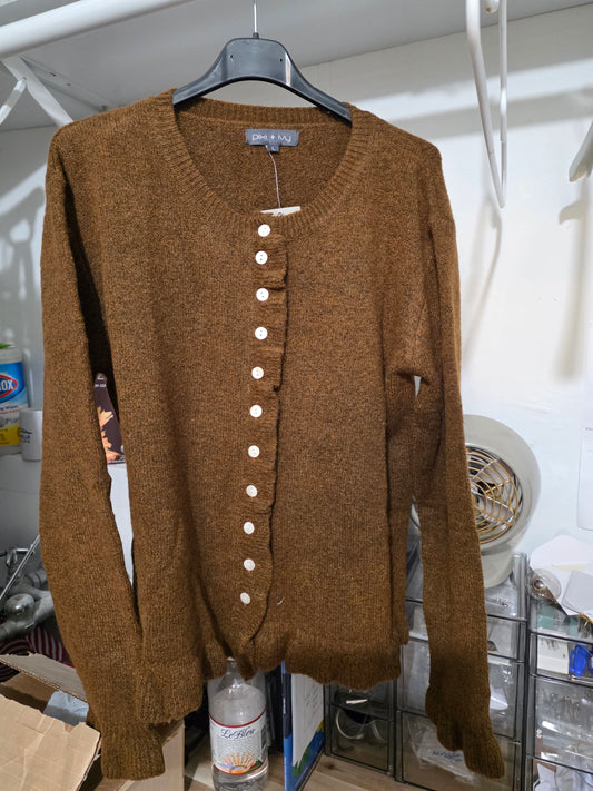 Cognac or creme button up cardigan