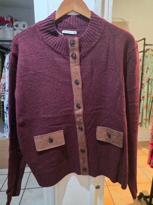 Burgandy withsuede accent sweater