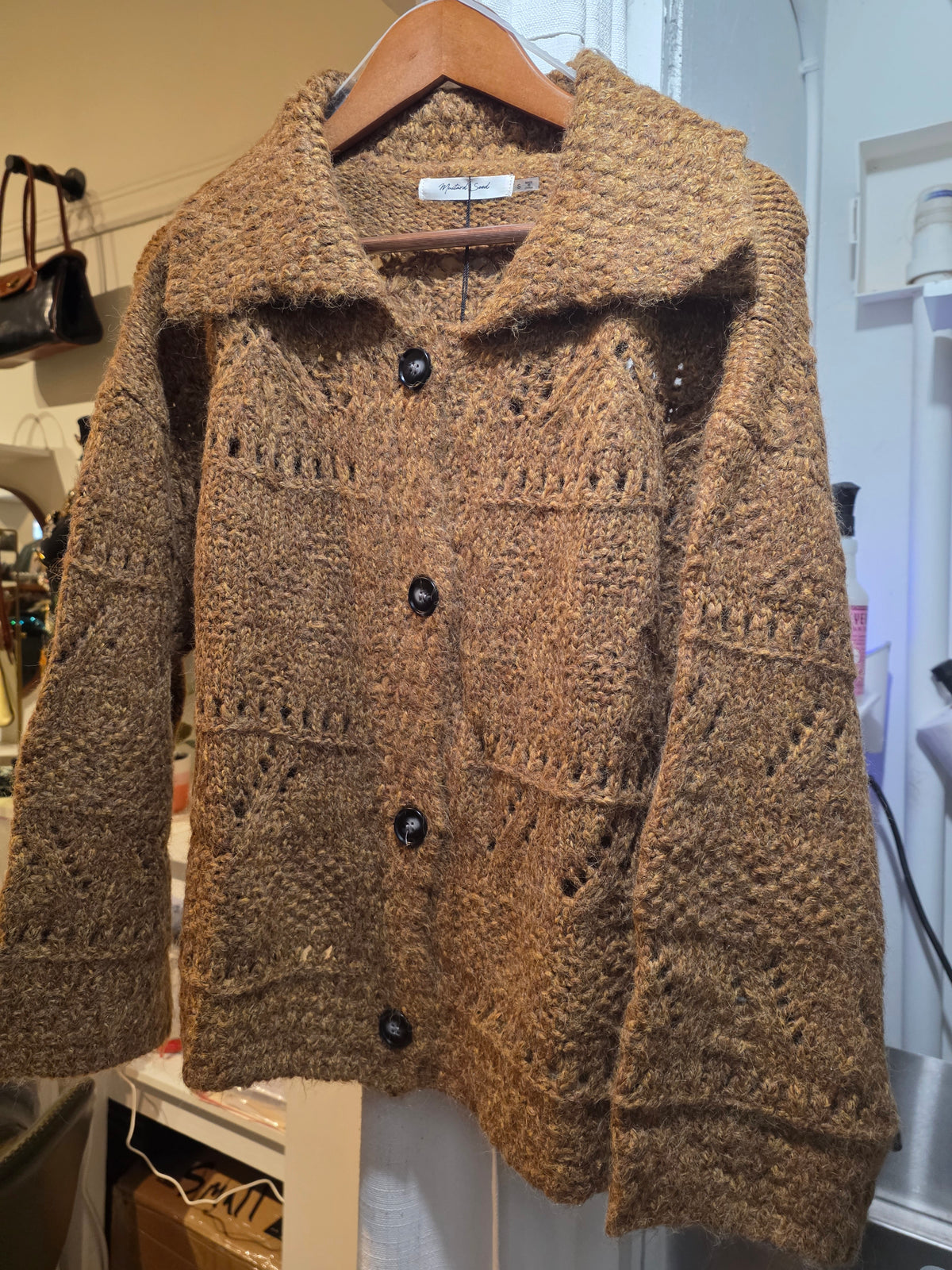 Brown sweater button up