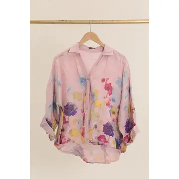 Italian linen Floral Blouse various colors