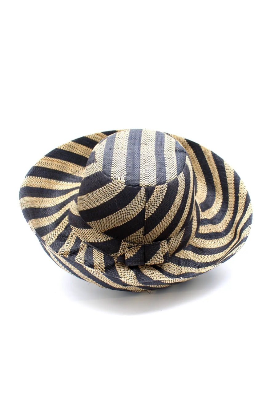 Madagascar Sun Hat Multicolor Black Stripes  - 7 Inch Brim