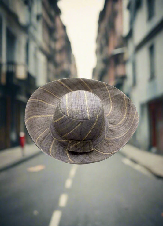 Madagascar Sun Hat Grey Pinstripe - 5 Inch Brim