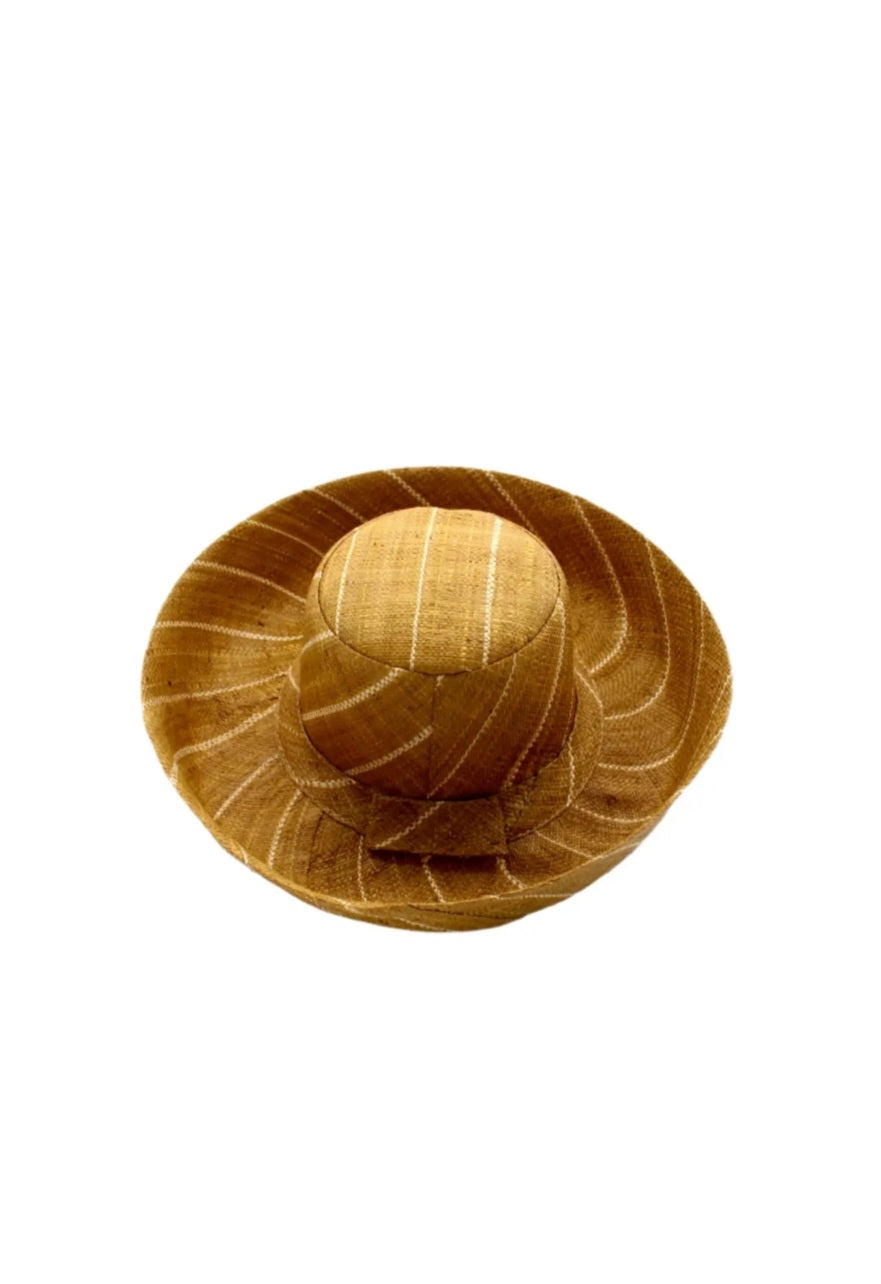 Madagascar Sun Hat Tabacco Pinstripe - 5 Inch Brim