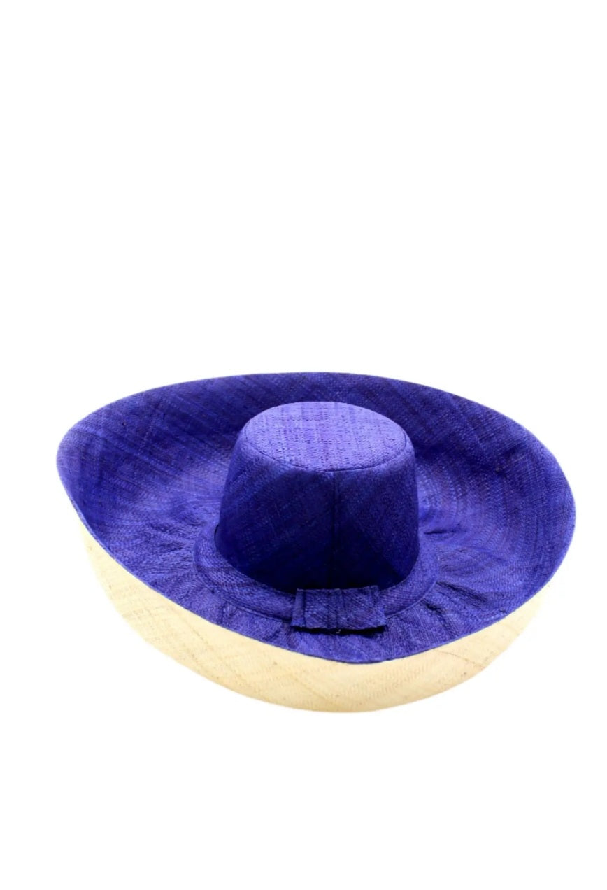 Madagascar Sun Hat Blue Two Tone - 7 Inch Brim
