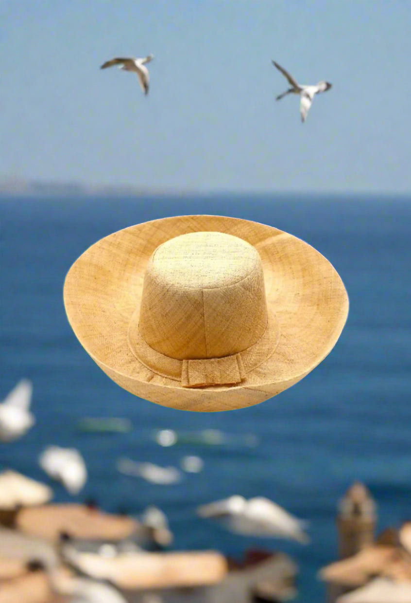 Madagascar Sun Hat Solid Natural - 7 Inch Brim