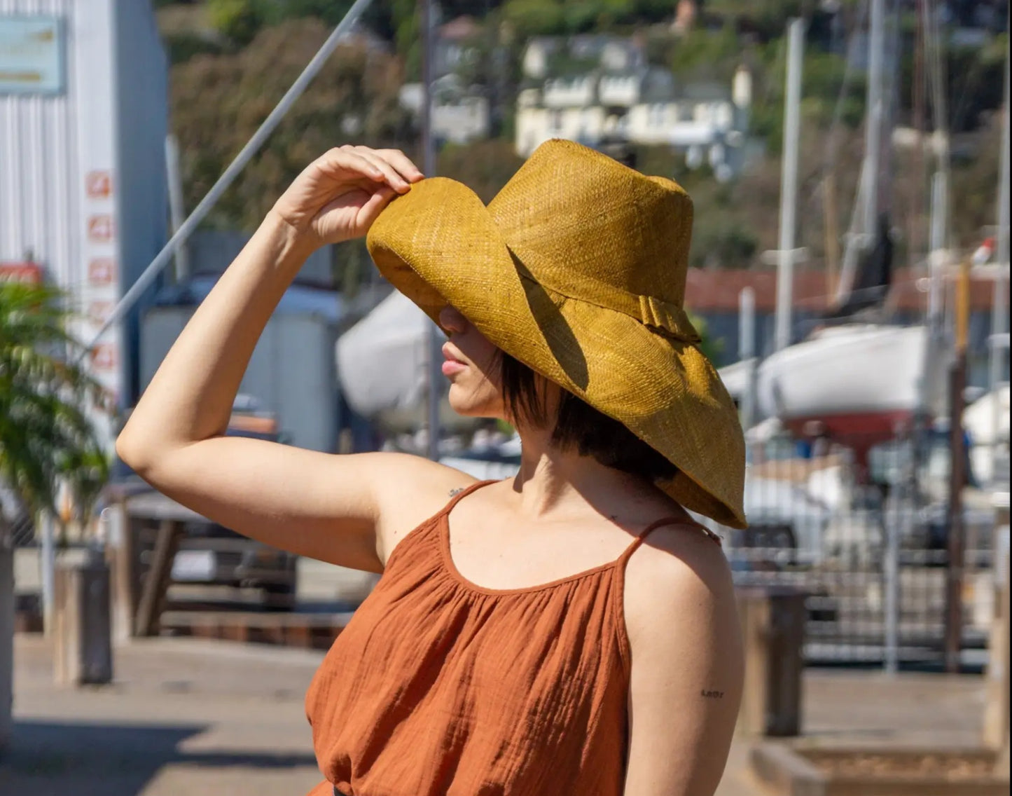 Madagascar Sun Hat Solid Tabacco - 7 Inch Brim