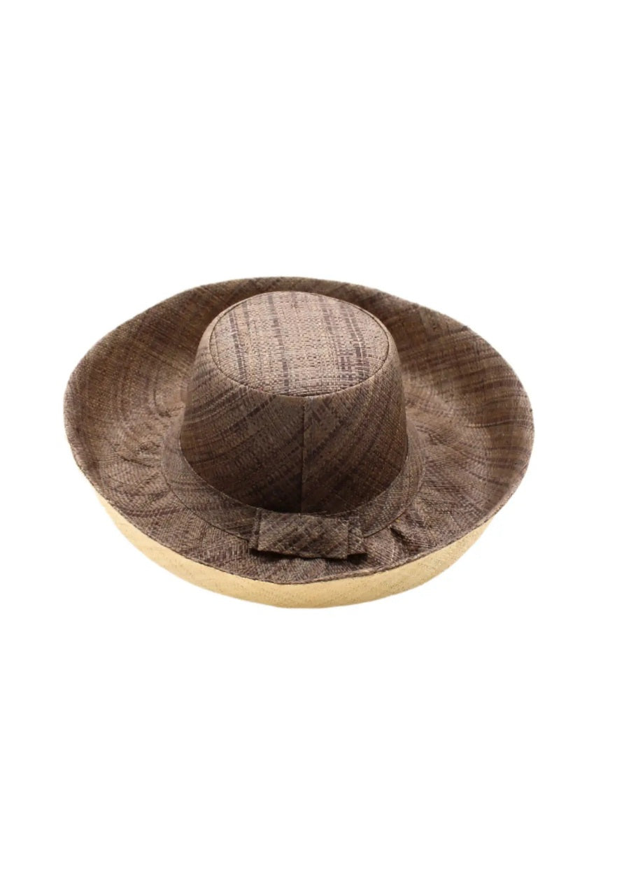 Madagascar Sun Hat Two Tone Black - 5 Inch Brim