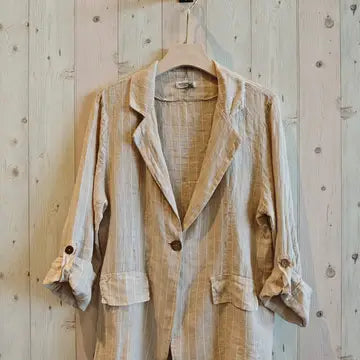Linen Striped blazer blue or beige blazer
